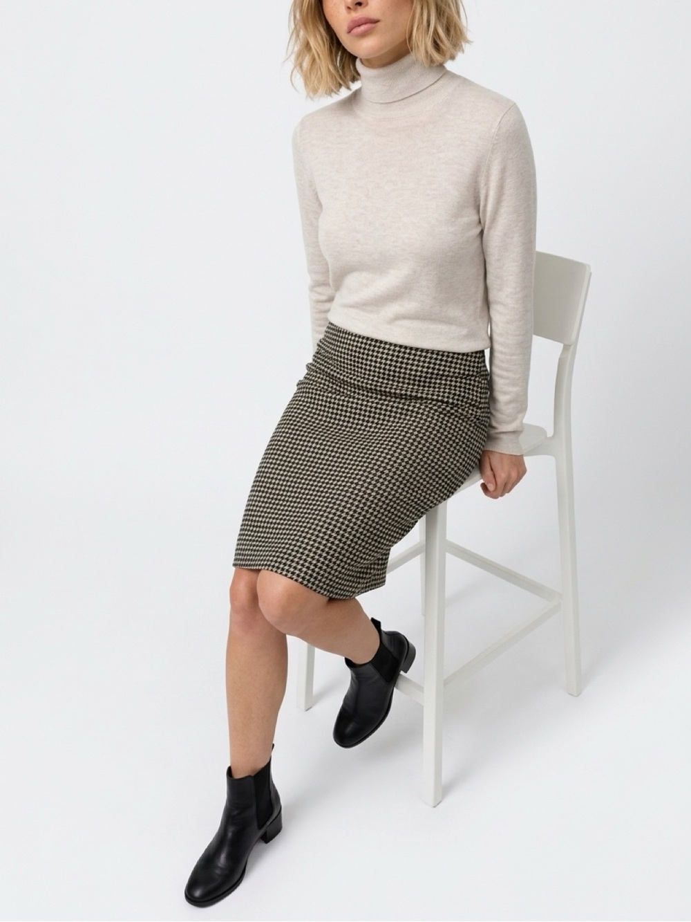 J. Crew Houndstooth Pencil Skirt - Black & Cream